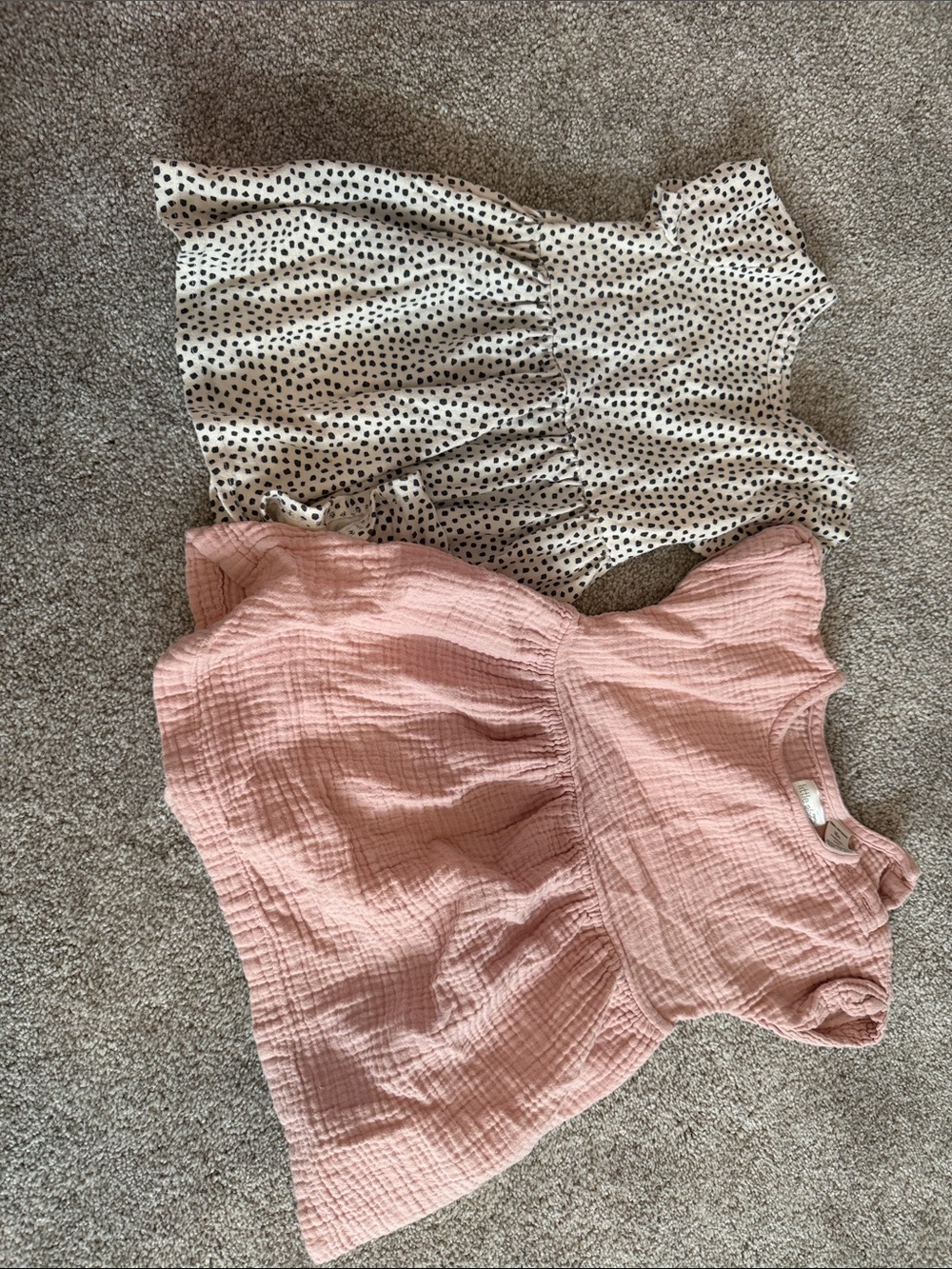 Cat & Jack Pink Gauze Dress with Ivory Black Dot Dress